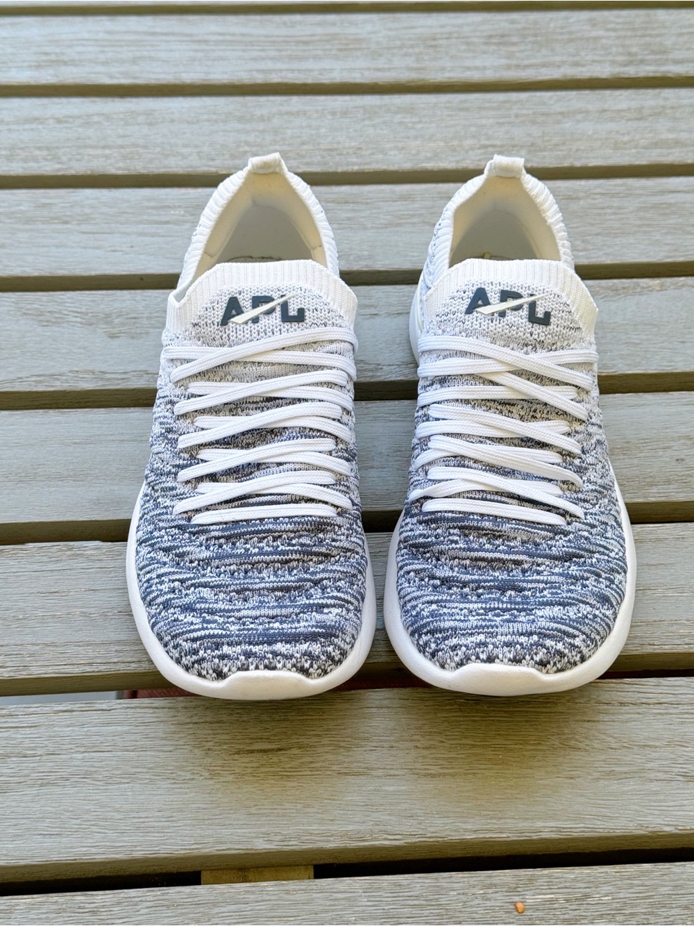 APL Knit Slip-On Sneakers in White and Heather Grey